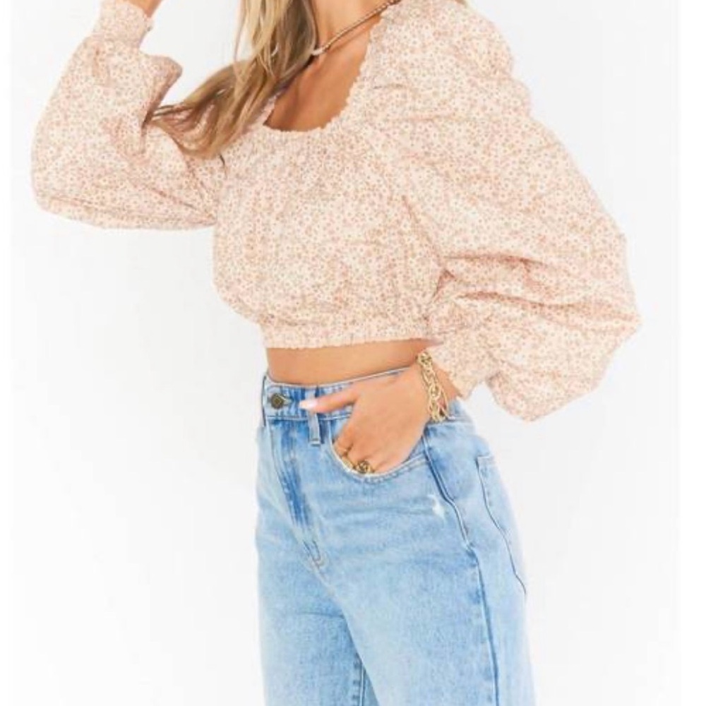 Show Me Your MuMu Floral NWT Puff Sleeve Crop Top